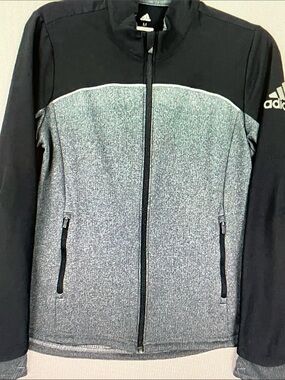 adidas Black and Heather Gray Full-Zip Bomber Jacket